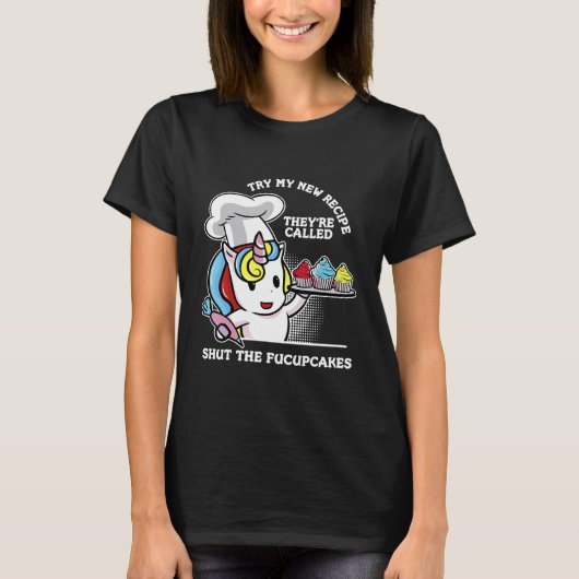 T-shirt Fermez Les Fucupcakes Rude Unicorn Unicorn Rainbow (Devant)