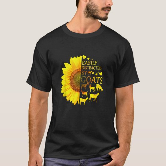 T-shirt Fermier De Tournesol Amusant Goat Lover Facilement (Devant)