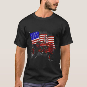 T-shirt Fermier de tracteur de drapeau américain