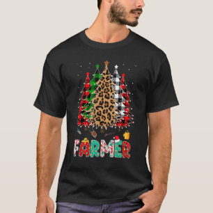 T-shirt Fermier Leopard Rouge Blanc Vert Plaid Noël Tre
