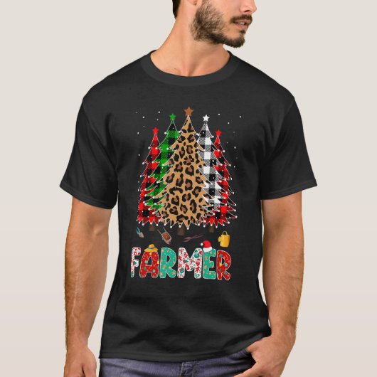 T-shirt Fermier Leopard Rouge Blanc Vert Plaid Noël Tre (Devant)