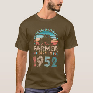T-shirt Fermier Né En 1952 Cadeau Agricole 70E Anniversair