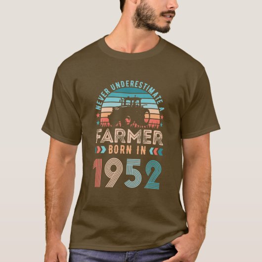 T-shirt Fermier Né En 1952 Cadeau Agricole 70E Anniversair (Devant)