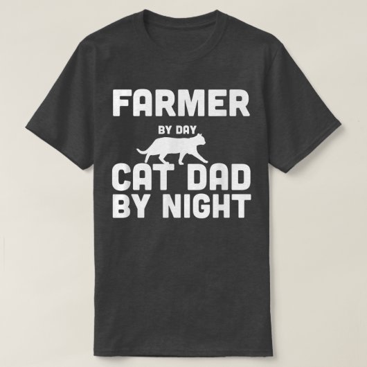 T-shirt Fermier par jour Chat papa par nuit (Design devant)