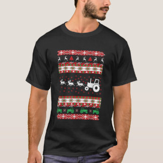 T-shirt Fermier tracteur agricole Noël laid