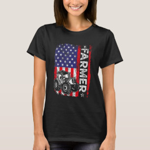 T-shirt Fermier tracteur américain États-Unis Drapeau agri