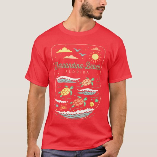 T-shirt Fernandina Beach FL Cute Beach Vacances Sea Turtle (Devant)
