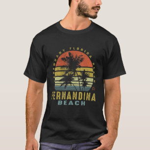 T-shirt Fernandina Beach Rétro Palm Sunset Beach Design