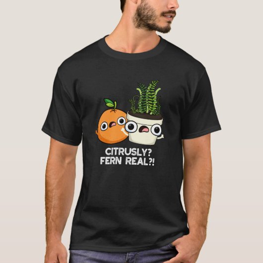 T-shirt Ferne Citrusque Véritable Fruit Plante Pun Dark BG (Devant)