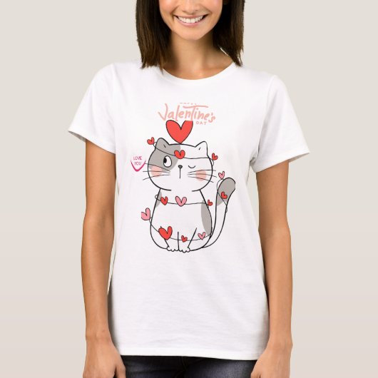 T-shirt "Ferr Hugs Cat Valentine Chemise (Devant)