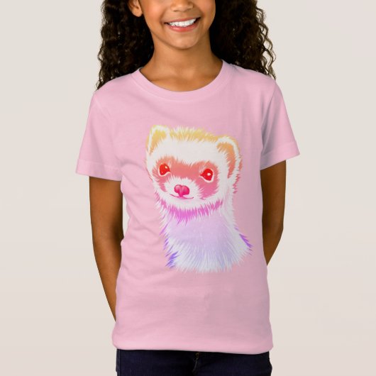 T-Shirt Ferret Sassy En Arc-En-Ciel Fille (Devant)