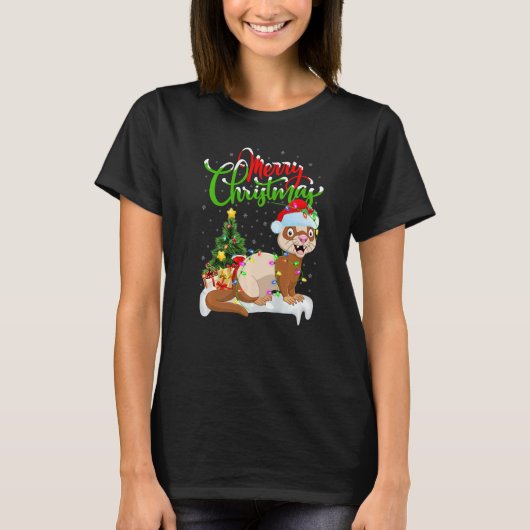 T-shirt Ferret Xmas Decorations Santa Ferret Christmas (Devant)