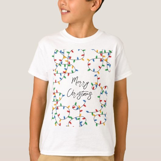 T-shirt Festif coloré Joyeux Noël Lumières Motif (Devant)