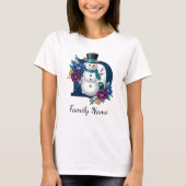 T-shirt Festif Snowman 'D' Monogramme Noël de famille (Devant)