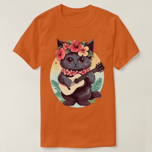 T-shirt Festival de musique de guitare hawaïenne Funny Cat (Design devant)