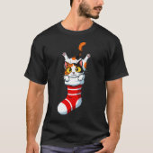 T-shirt Festive Calico Kitty Peeking from Stocking (Devant)