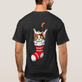 T-shirt Festive Calico Kitty Peeking from Stocking (Dos)