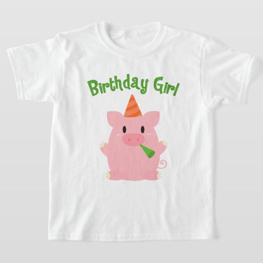T-shirt Festive Cochon fille anniversaire (Poser)