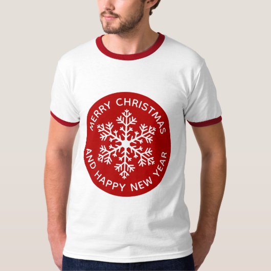 T-shirt Festive Festive aux Flammes de Neige Rouge (Devant)