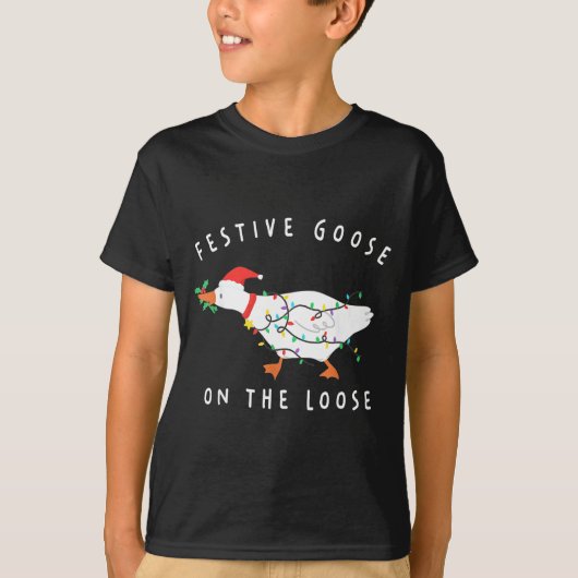 T-shirt Festive Goose On The Loose Funny Silly Goose Retro (Devant)