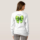 T-shirt Festive Green Furry Bow-Lights Naughty ou Nice (Dos entier)