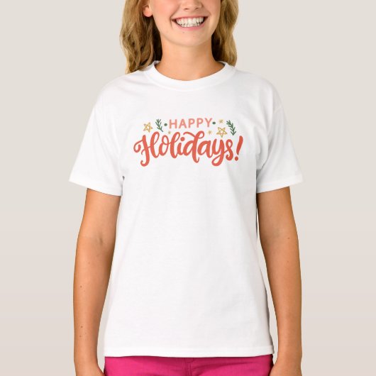 T-shirt Festive Happy Holidays Design (Devant)