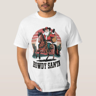 T-shirt Festive Howdy Père Noël Cowboy Style : Wild West T