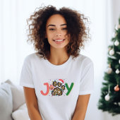 T-shirt Festive Joy Empreinte de léopard Paw Christmas