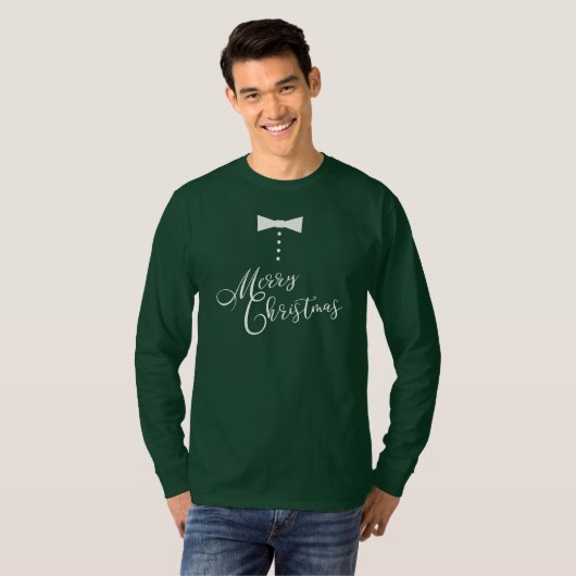 T-shirt Festive Joyeux Noël Cravate Bow Style Tuxedo (Devant entier)