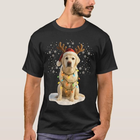 T-shirt Festive Labrador Christmas Lights Holiday Pet Humo (Devant)