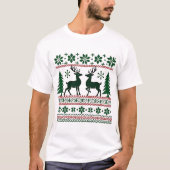 T-shirt Festive Nordic Reindeer Pattern Men's Christmas (Devant)