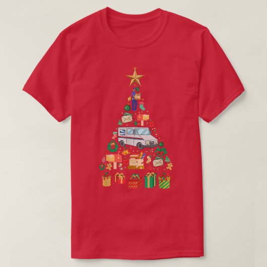 T-shirt Festive Postman Xmas Tree Design (Design devant)