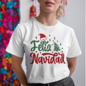 T-shirt Festive Rouge et Vert Feliz Navidad