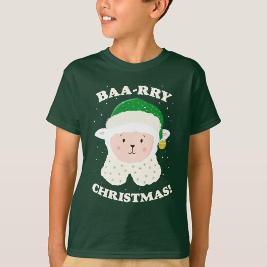 T-shirt Festive Sheep Says Baa-rry Christmas! (Devant)