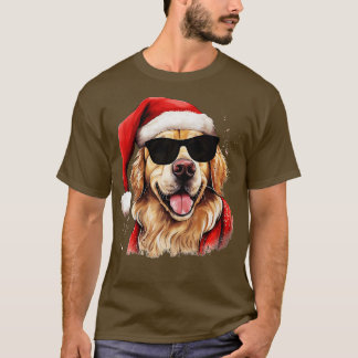 T-shirt Festiver chien d'aquarelle d'Aquarelle Golden Retr
