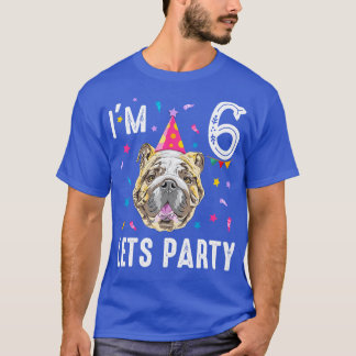 T-shirt Fête 6E Anniversaire Avec Bulldog Anglais