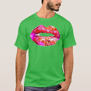 T-shirt Fête à lèvres roses chaudes pour femmes Kiss Neon 