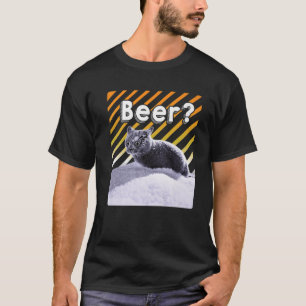 T-shirt Fête Amusante Chat de bière noire avec lunettes de