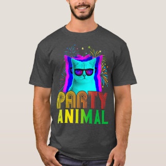 T-shirt Fête Animal amusant Parti Chat coloré Graphisme De