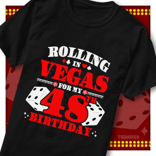 T-shirt Fête Anniversaire 48 ans aux dés de casino à Vegas