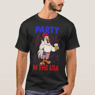 T-shirt Fête Aux Etats-Unis Beer de poulet Drapeau América