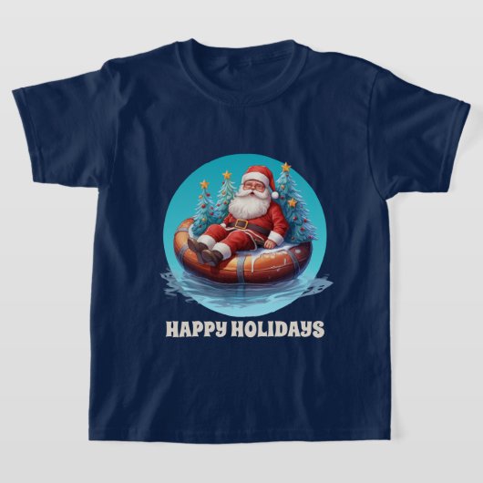 T-shirt fête Christmas beach Père Noël ajouter texte aquar (Poser)