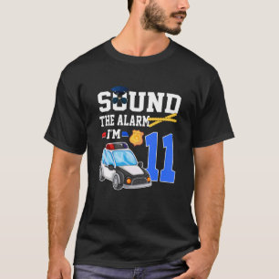T-shirt Fête d'anniversaire 11 ans Voiture de police Sonne
