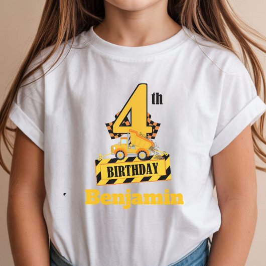 T-shirt Fête d'anniversaire 4 ans thème construction Dump