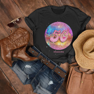 T-shirt Fête d'anniversaire 50 ans Boule disco Paillettes 