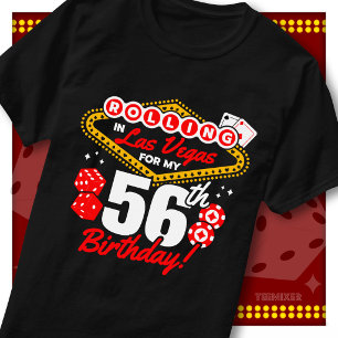 T-shirt Fête d'anniversaire 56 ans au casino à Las Vegas
