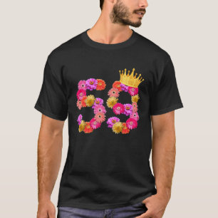 T-shirt Fête d'anniversaire 59 ans Femmes Couronne de fleu