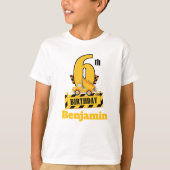T-shirt Fête d'anniversaire 6 ans thème construction Dump  (Devant)
