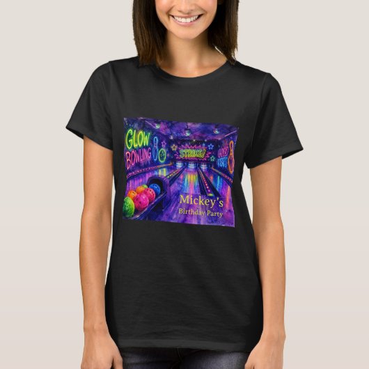 T-shirt Fête d'anniversaire ados Glow Bowling (Devant)
