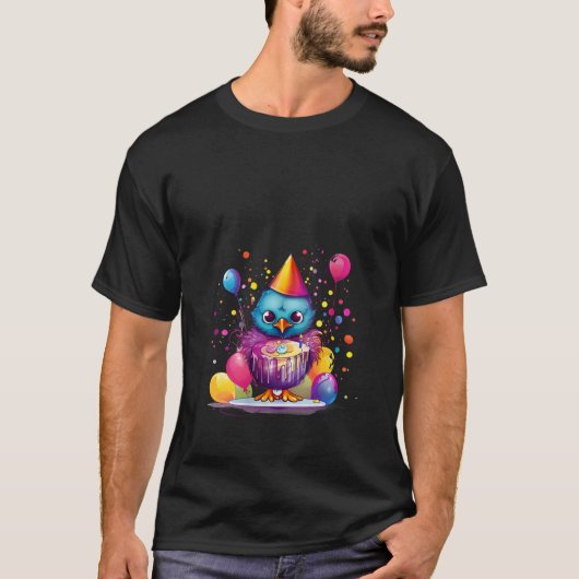 T-shirt Fête d'anniversaire aux oiseaux mignonnes Idea Cre (Devant)